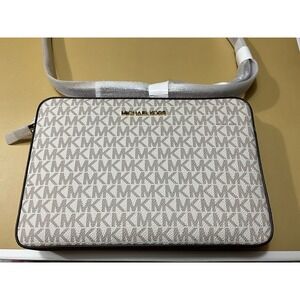 Michael Kors Signature Logo Camera Bag Brown Leather Strap Crossbody